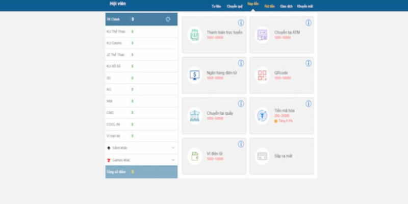 Một số phương thức nạp tiền tại Kubet